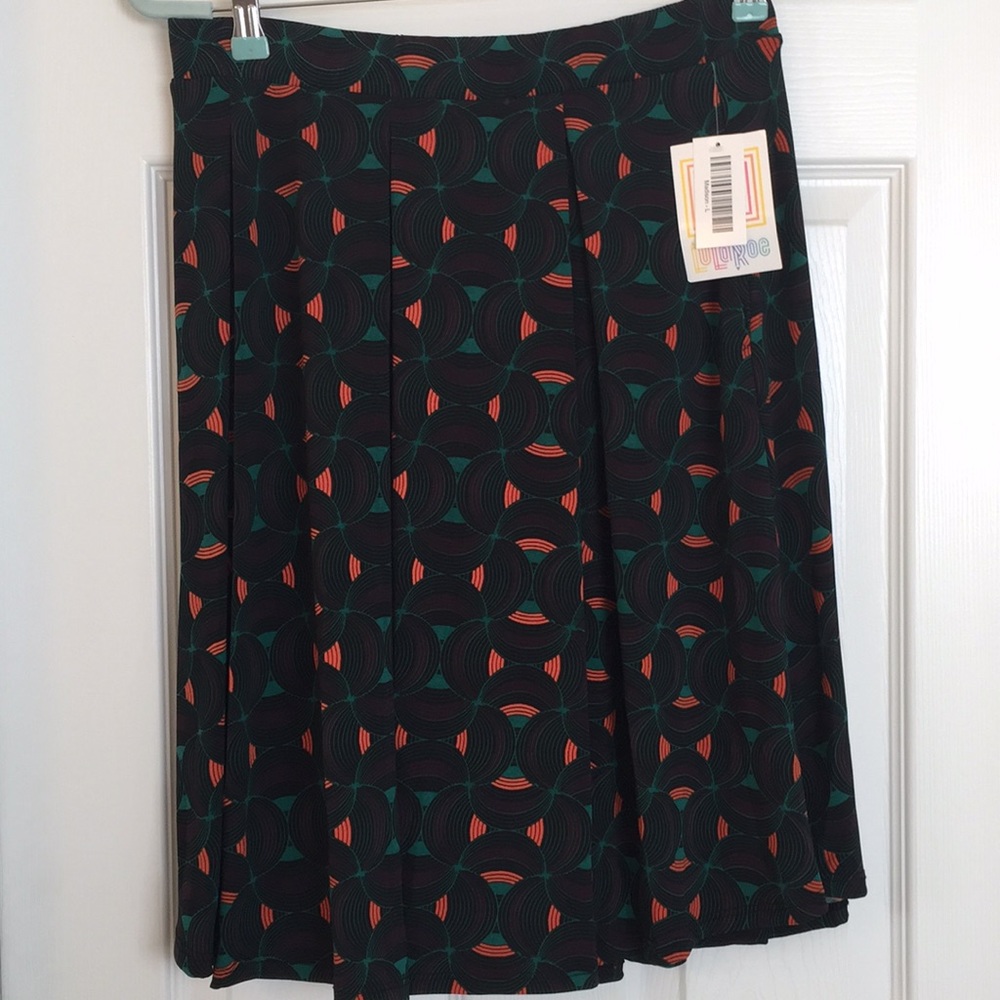 Madison Slinky Black Print Skirt w/Pockets Sz L (14-16) NWT